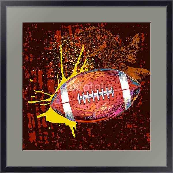 Постер Мяч для регби с типом исполнения Под стеклом в багетной раме 221-01
