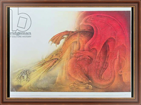 Постер Red Dragon with St. George and Virgin on Horse с типом исполнения На холсте в раме в багетной раме 35-M719P-83