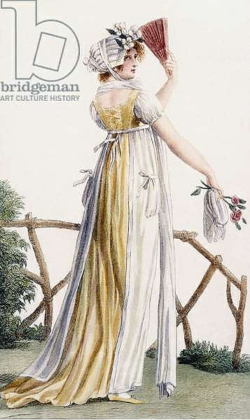 Постер A country style ladies dress, illustration from 'Journal des Dames et des Modes', 1799 с типом исполнения На холсте без рамы