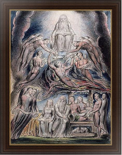 Постер Illustrations of the Book of Job, pl.3: Satan before the throne of God, after William Blake с типом исполнения На холсте в раме в багетной раме 1.023.151