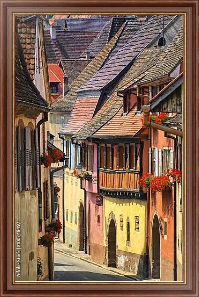 Постер Франция, Эльзас. Узкая улица в Кольмаре с типом исполнения На холсте в раме в багетной раме 35-M719P-83