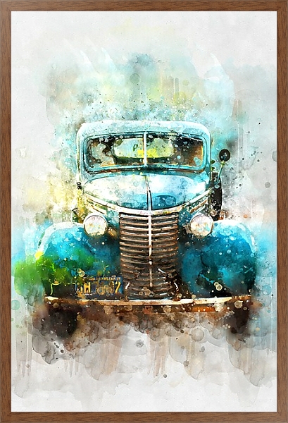 Постер Старый синий автомобиль с типом исполнения На холсте в раме в багетной раме 1727.4310