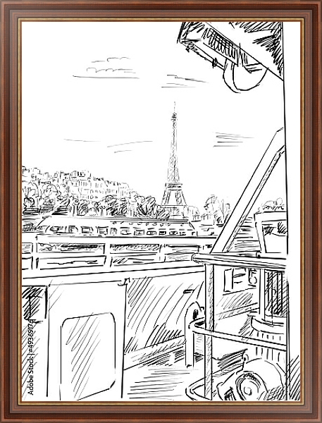 Постер Париж в Ч/Б рисунках #28 с типом исполнения На холсте в раме в багетной раме 35-M719P-83