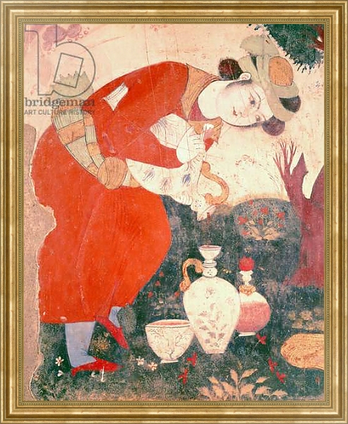 Постер Woman pouring Wine in the Court of Shah Abbas I, 1585-1627 с типом исполнения На холсте в раме в багетной раме NA033.1.051