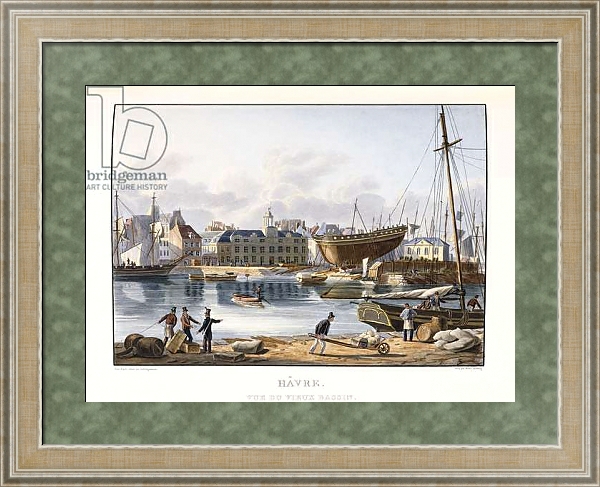 Постер Le Havre, seen from the old dock, 1823-1826 с типом исполнения Акварель в раме в багетной раме 485.M40.584