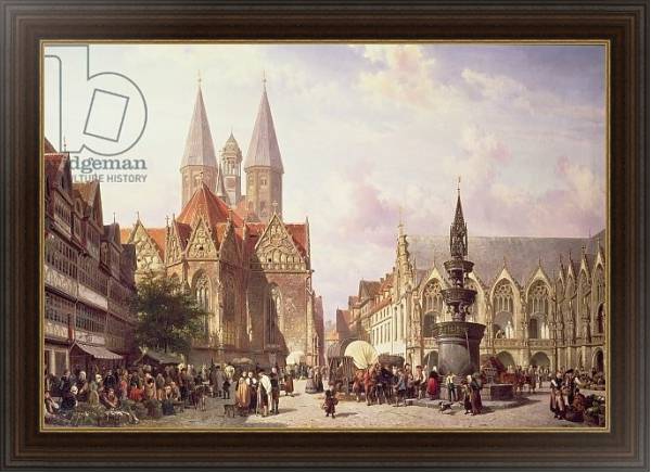 Постер Market Scene at Braunschweig с типом исполнения На холсте в раме в багетной раме 1.023.151