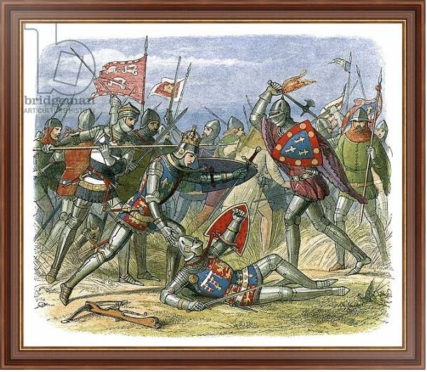 Постер King Henry V attacked by the duke of Alencon at the battle of Agincourt с типом исполнения На холсте в раме в багетной раме 35-M719P-83