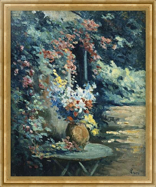 Постер Flowers in a Landscape; Bouquet de Fleurs dans un Paysage, с типом исполнения На холсте в раме в багетной раме NA033.1.051