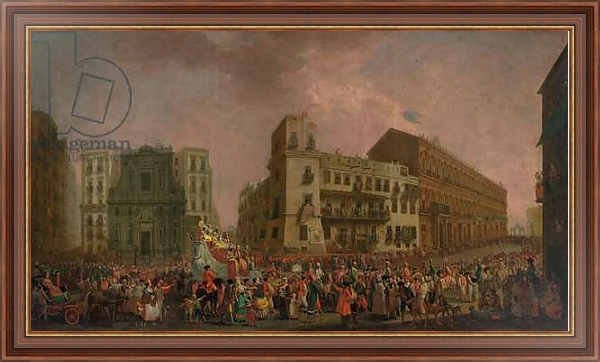 Постер The Carnival in Naples in 1778, with the 'Cavalcata turca' parading through the Largo di Palazzo, c.1778 с типом исполнения На холсте в раме в багетной раме 35-M719P-83
