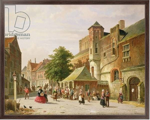 Постер A Street Scene in Amsterdam с типом исполнения На холсте в раме в багетной раме 221-02