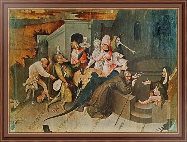 Постер Triptych of the Temptation of St. Anthony, detail of the central panel с типом исполнения На холсте в раме в багетной раме 35-M719P-83