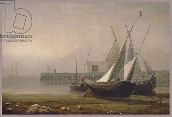 Постер Fishing Boats at Low Tide, c.1850s с типом исполнения На холсте без рамы