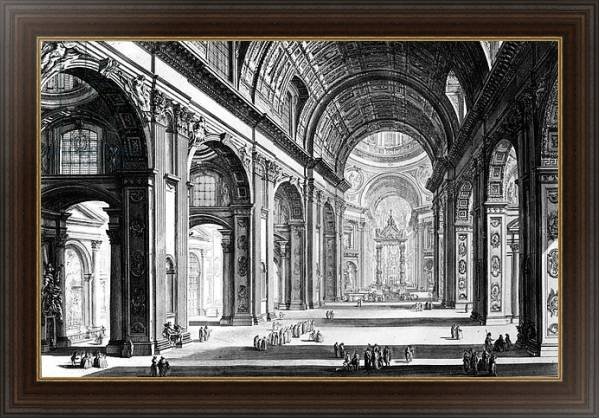 Постер View of the interior of St. Peter's Basilica, from the 'Views of Rome' series, c.1760 с типом исполнения На холсте в раме в багетной раме 1.023.151