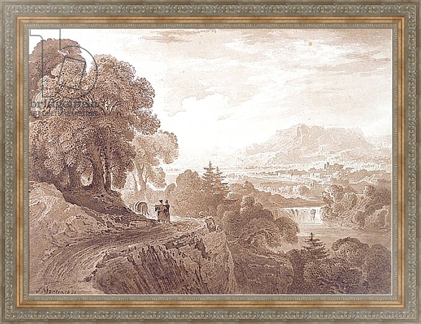 Постер Travellers on a road above a river, 1821 с типом исполнения На холсте в раме в багетной раме 484.M48.310