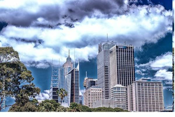 Постер Австралия, Сидней. Здания города с типом исполнения На холсте без рамы