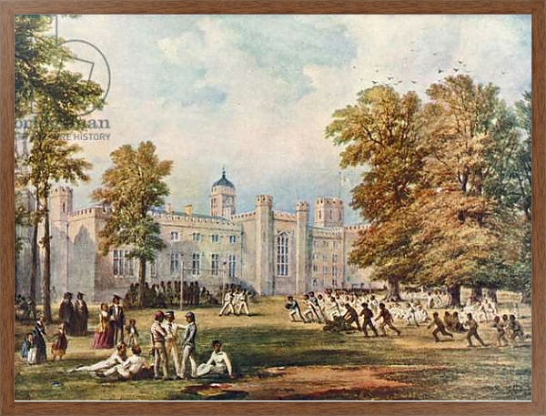 Постер Playing the game of rugby at Rugby School, Warwickshire, 1852 с типом исполнения На холсте в раме в багетной раме 1727.4310