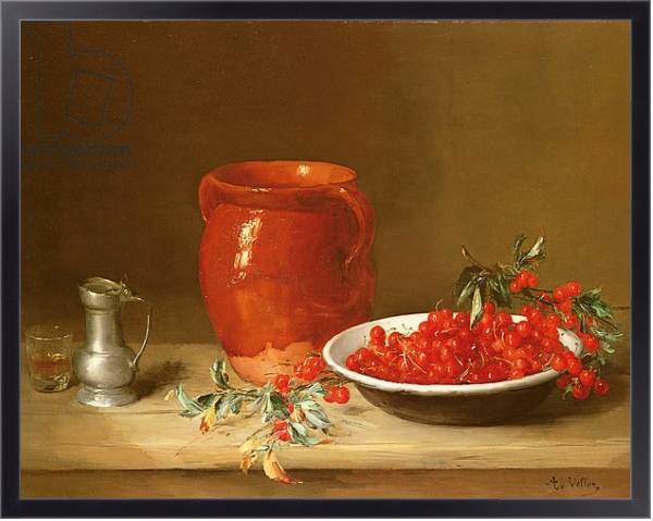 Постер Still life of cherries in a bowl с типом исполнения На холсте в раме в багетной раме 221-01