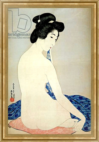 Постер Woman after the bath, published by Shosaburo Watanabe, 1920, с типом исполнения На холсте в раме в багетной раме NA033.1.051
