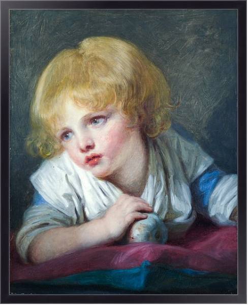 Постер Ребенок с яблоком с типом исполнения На холсте в раме в багетной раме 221-01