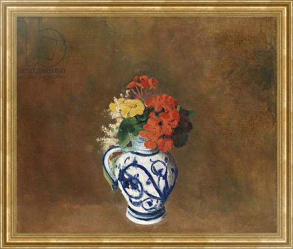 Постер Flowers in a Blue Vase, c.1900 с типом исполнения На холсте в раме в багетной раме NA033.1.051