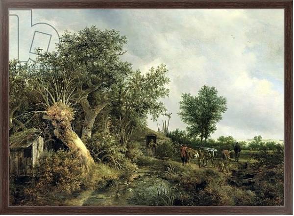 Постер Landscape with a Hut, 1646 с типом исполнения На холсте в раме в багетной раме 221-02