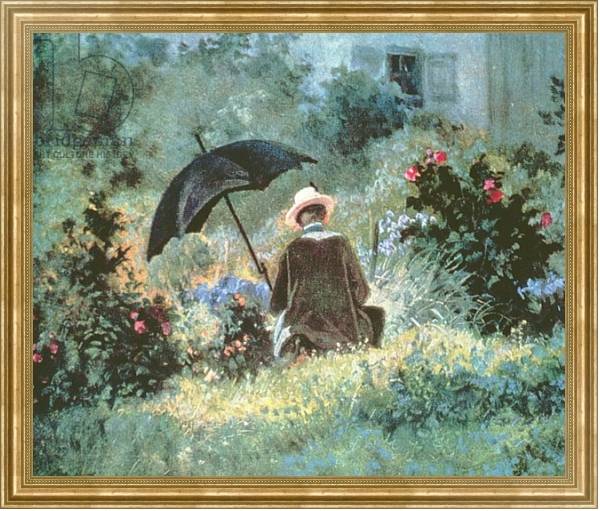 Постер Detail of a Gentleman reading in a garden с типом исполнения На холсте в раме в багетной раме NA033.1.051