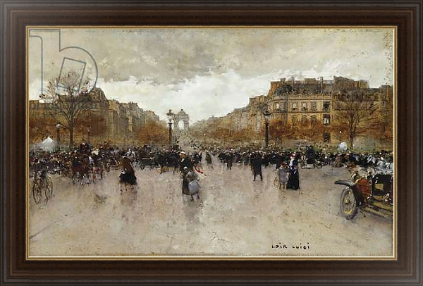 Постер Rond Point des Champs Elysees, Paris, с типом исполнения На холсте в раме в багетной раме 1.023.151