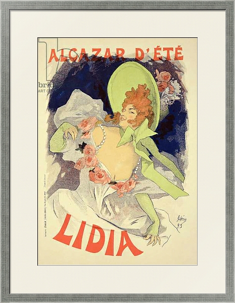 Постер Reproduction of a poster advertising 'Lidia', at the Alcazar d'Ete, 1895 с типом исполнения Под стеклом в багетной раме 1727.2510