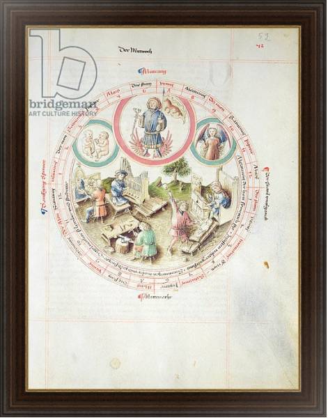 Постер MS 2a Astron 1, fol 5.2 Astrological chart depicting Wednesday с типом исполнения На холсте в раме в багетной раме 1.023.151