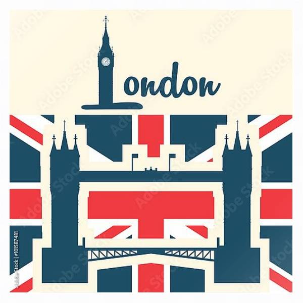 Постер Лондон, символы Англии 6 с типом исполнения На холсте в раме в багетной раме 221-03