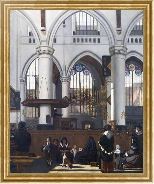 Постер Интерьер церкви Аудекерк, Амстердам с типом исполнения На холсте в раме в багетной раме NA033.1.051