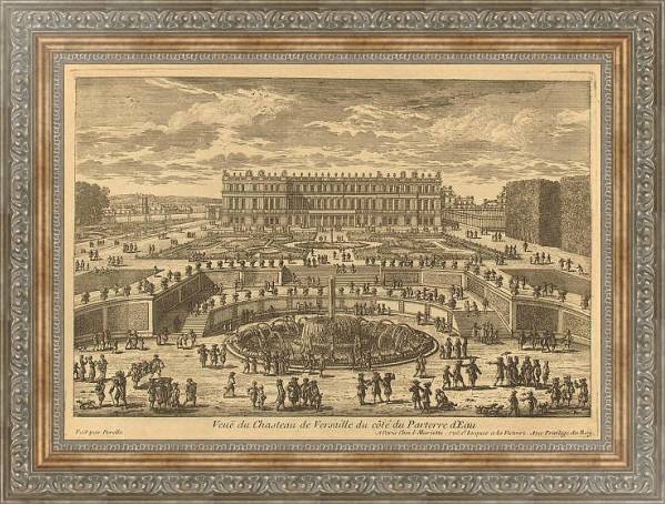 Постер Вид на Версальский дворец со стороны парка с типом исполнения На холсте в раме в багетной раме 484.M48.310