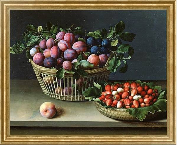 Постер Basket of Plums and Basket of Strawberries, 1632 с типом исполнения На холсте в раме в багетной раме NA033.1.051