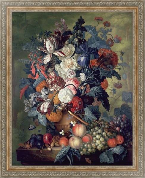 Постер A Vase of Flowers with Fruit с типом исполнения На холсте в раме в багетной раме 484.M48.310