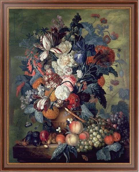 Постер A Vase of Flowers with Fruit с типом исполнения На холсте в раме в багетной раме 35-M719P-83