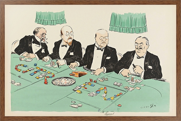 Постер quatre personnages au casino с типом исполнения На холсте в раме в багетной раме 1727.4310