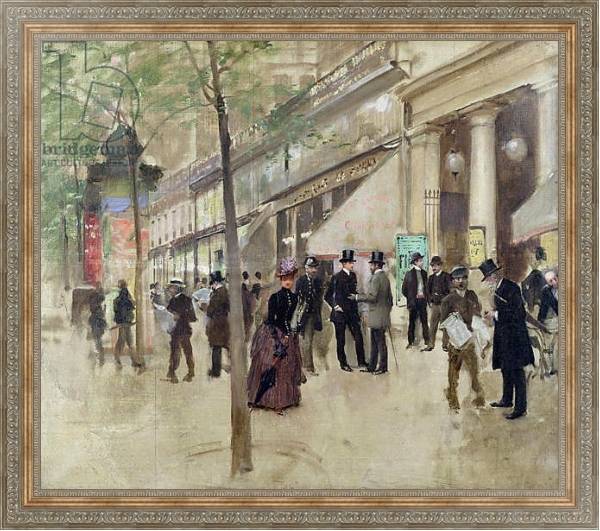 Постер The Boulevard Montmartre and the Theatre des Varietes, c.1886 с типом исполнения На холсте в раме в багетной раме 484.M48.310