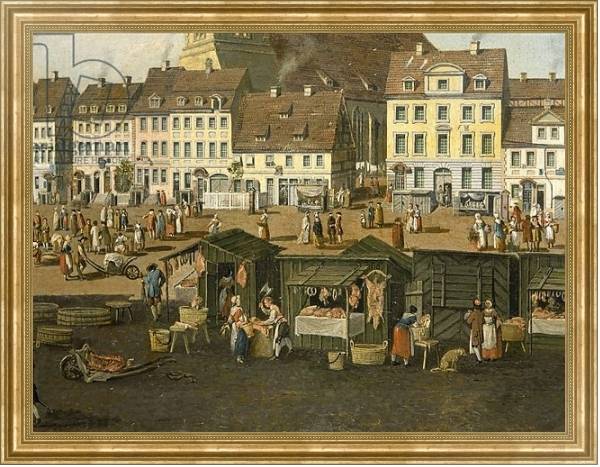 Постер The New Market in Berlin with the Marienkirche c.1770 с типом исполнения На холсте в раме в багетной раме NA033.1.051