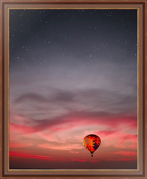 Постер Воздушный шар под звездным небом с типом исполнения На холсте в раме в багетной раме 35-M719P-83