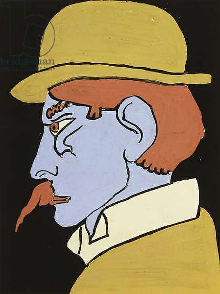 Постер Man with Moustache, Profile, c.1911-12 с типом исполнения На холсте без рамы