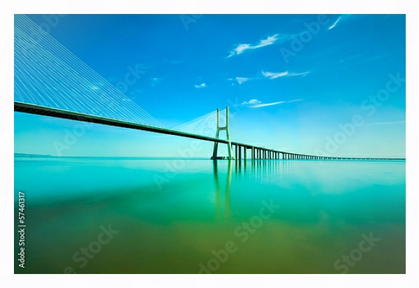 Постер Португалия. Лиссабон. Мост Васко да Гама 3 с типом исполнения На холсте в раме в багетной раме 221-03