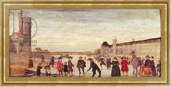 Постер Skaters on the Seine in 1608 с типом исполнения На холсте в раме в багетной раме NA033.1.051