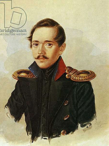 Постер Portrait of Mikhail Lermontov, c.1838 с типом исполнения На холсте без рамы