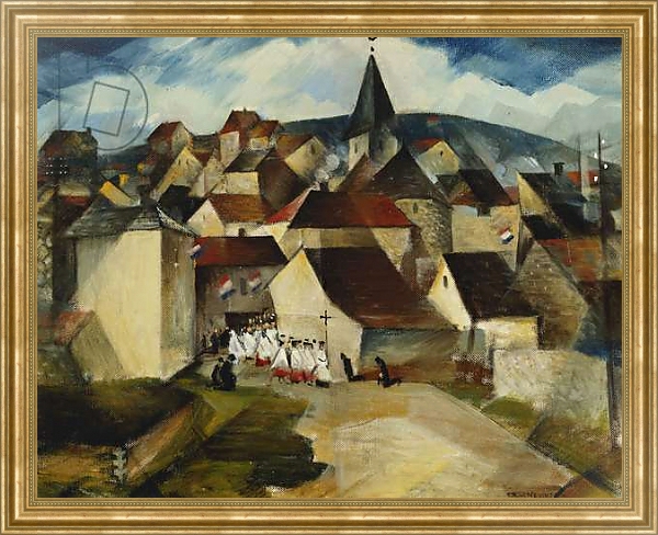 Постер A Village Procession, France, c.1923 с типом исполнения На холсте в раме в багетной раме NA033.1.051