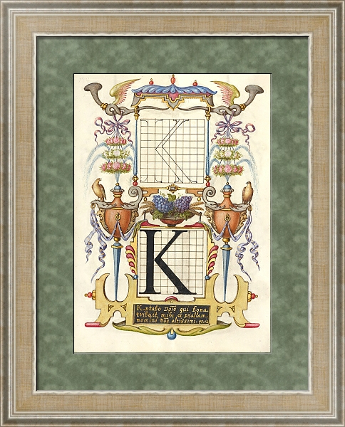 Постер Guide for Constructing the Letter K с типом исполнения Акварель в раме в багетной раме 485.M40.584