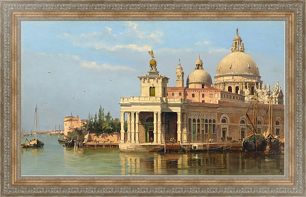 Постер The Dogana with Santa Maria della Salute, Venice с типом исполнения На холсте в раме в багетной раме 484.M48.310