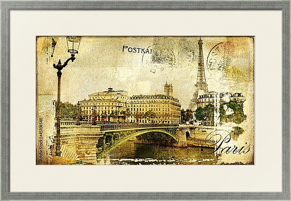 Постер Воспоминания о Париже с типом исполнения Под стеклом в багетной раме 1727.2510