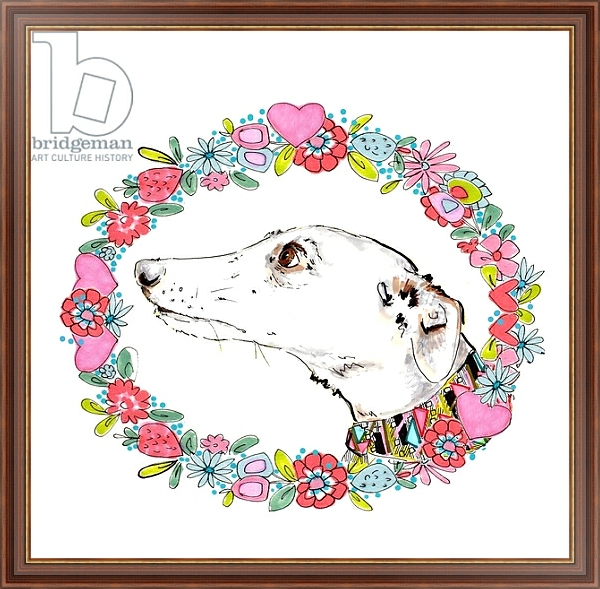 Постер Silvertips Greyhound With Floral Border, 2012 с типом исполнения На холсте в раме в багетной раме 35-M719P-83