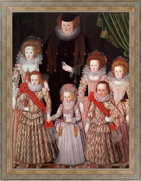 Постер The Tasburgh Group: Lettice Cressy, Lady Tasburgh of Bodney, Norfolk and her Children, c.1605 с типом исполнения На холсте в раме в багетной раме 484.M48.310