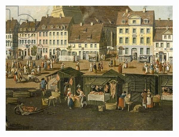 Постер The New Market in Berlin with the Marienkirche c.1770 с типом исполнения На холсте в раме в багетной раме 221-03